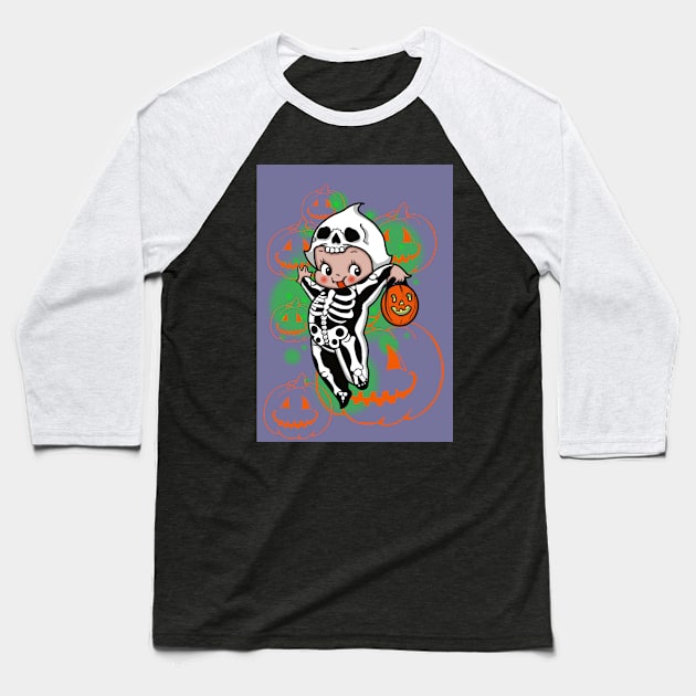 SKELETON KEWPIE Baseball T-Shirt by JayJ's